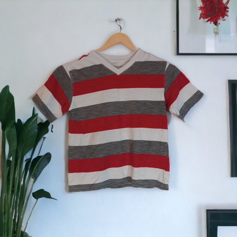 Faded Glory Striped V Neck Tee Boys Small 6/7